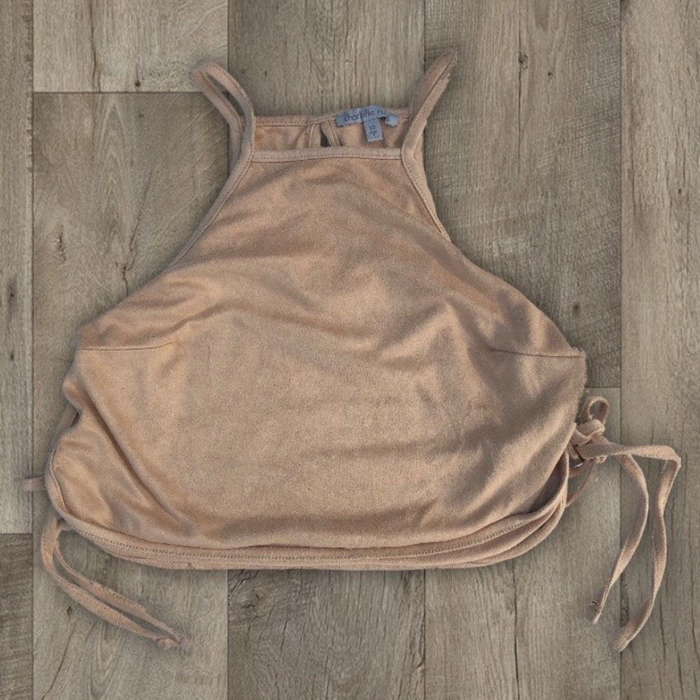 FINAL PRICE gold velvet lace up side crop top